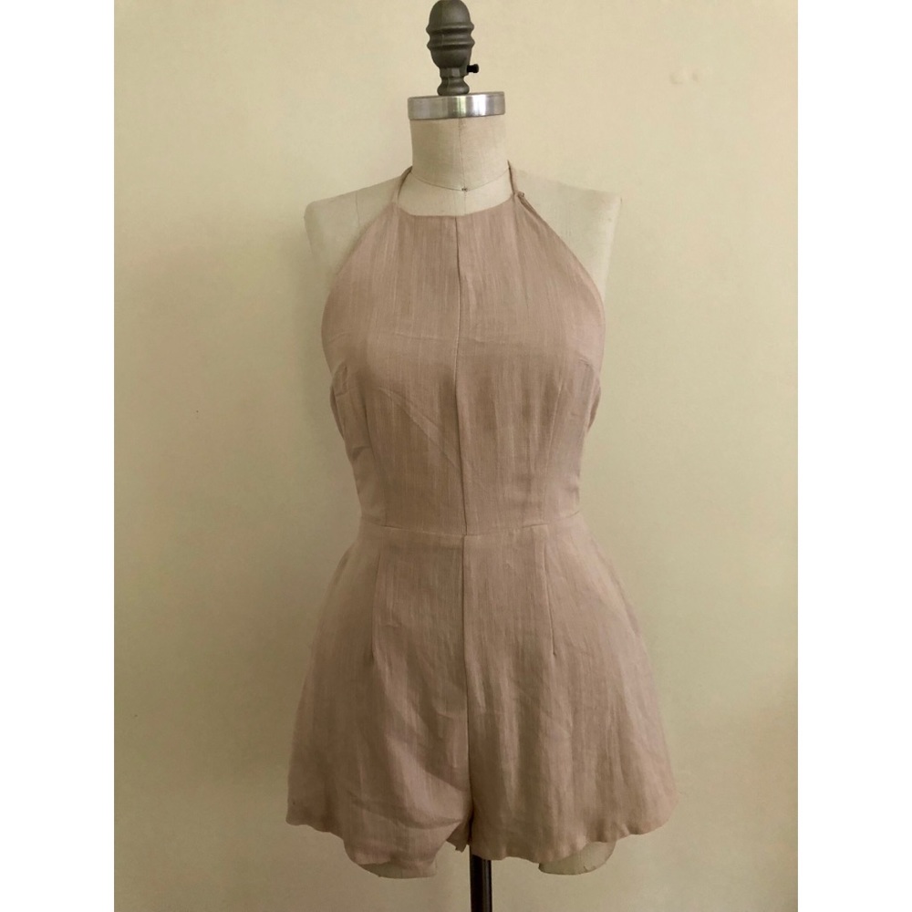 Beige Open Back Romper